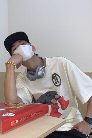 Unisex Cartoon Print Cotton Short-Sleeve T-Shirt - Trendy Loose Fit Round Neck for Couples - Summer 90s Style