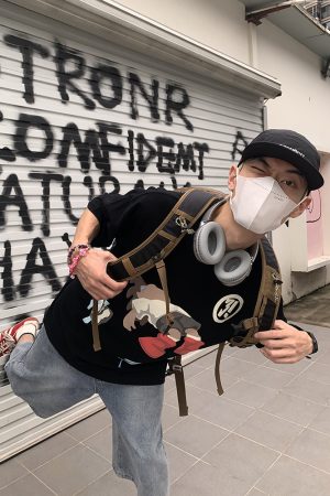 Unisex Cartoon Print Cotton Short-Sleeve T-Shirt - Trendy Loose Fit Round Neck for Couples - Summer 90s Style