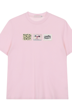 Unisex Fun Cat Patch Embroidery Short Sleeve T-Shirt - American Style Summer Versatile Basic Top for 90s and Y2K Fashion