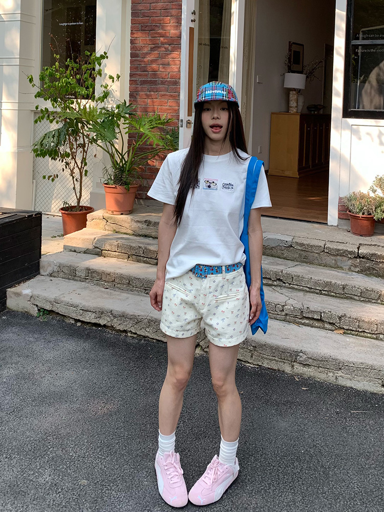 Unisex Fun Cat Patch Embroidery Short Sleeve T-Shirt - American Style Summer Versatile Basic Top for 90s and Y2K Fashion Unisex Fun Cat Patch Embroidery Short Sleeve T-Shirt - American Style Summer Versatile Basic Top for 90s and Y2K Fashion