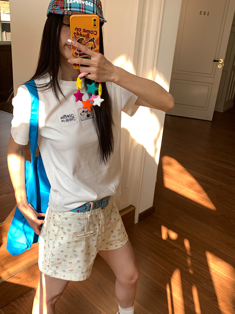 Unisex Fun Cat Patch Embroidery Short Sleeve T-Shirt - American Style Summer Versatile Basic Top for 90s and Y2K Fashion Unisex Fun Cat Patch Embroidery Short Sleeve T-Shirt - American Style Summer Versatile Basic Top for 90s and Y2K Fashion