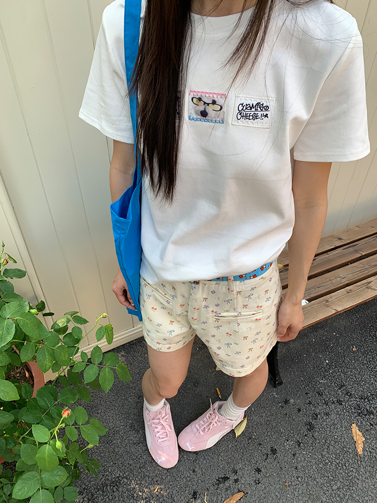 Unisex Fun Cat Patch Embroidery Short Sleeve T-Shirt - American Style Summer Versatile Basic Top for 90s and Y2K Fashion Unisex Fun Cat Patch Embroidery Short Sleeve T-Shirt - American Style Summer Versatile Basic Top for 90s and Y2K Fashion