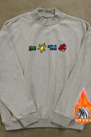 Unisex Harajuku Oversized Sweatshirt for Couples, Hip Hop High Street Style, 380g Heavyweight, Perfect for Streetwear Fashion