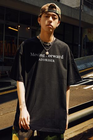 Unisex Heavy 280g Short Sleeve T-shirt with Letter Print - Summer 2025 Style, Casual Streetwear for Men and Women