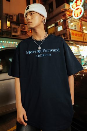 Unisex Heavy 280g Short Sleeve T-shirt with Letter Print - Summer 2025 Style, Casual Streetwear for Men and Women