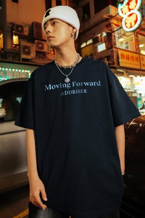 Unisex Heavy 280g Short Sleeve T-shirt with Letter Print - Summer 2025 Style, Casual Streetwear for Men and Women