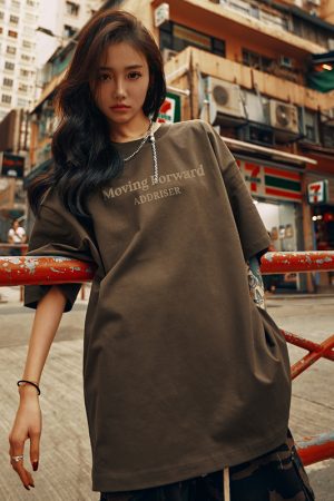 Unisex Heavy 280g Short Sleeve T-shirt with Letter Print - Summer 2025 Style, Casual Streetwear for Men and Women