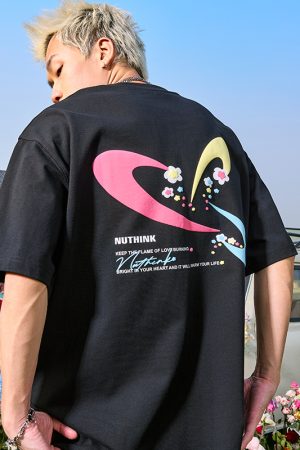 Unisex Heavyweight Dopamine Print Short-Sleeve T-Shirt for Couples - American Streetwear Summer 2025 Style