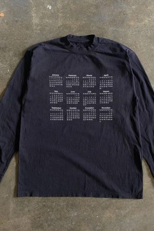 Unisex Long Sleeve T-Shirt - 280g Heavyweight Calendar-Themed Base Shirt - Simple Couple Outfit for Charitable Events