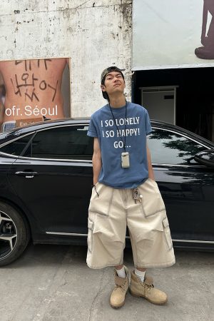 Unisex Loose Pleated Wide-Leg Seven-Point Workwear Shorts with Large Pockets - Summer Casual Fashion