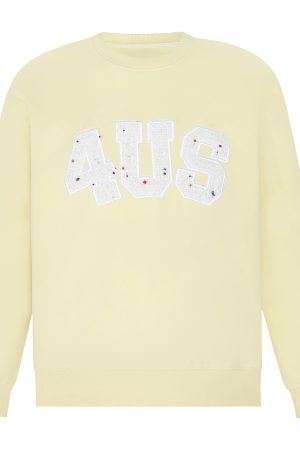 Unisex Loose Round Neck Pullover Sweatshirt with Letter Patch Embroidery - Small Fragrance Style, Perfect for Spring and Autumn Fashion
