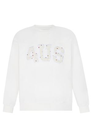 Unisex Loose Round Neck Pullover Sweatshirt with Letter Patch Embroidery - Small Fragrance Style, Perfect for Spring and Autumn Fashion