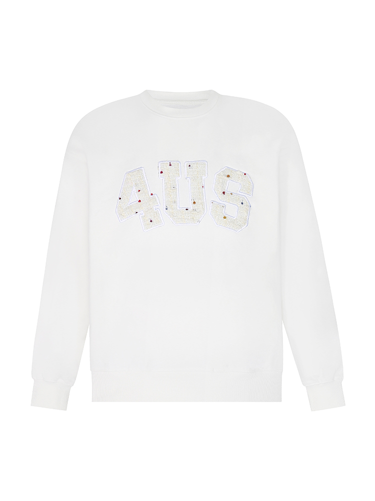Unisex Loose Round Neck Pullover Sweatshirt with Letter Patch Embroidery - Small Fragrance Style, Perfect for Spring and Autumn Fashion Unisex Loose Round Neck Pullover Sweatshirt with Letter Patch Embroidery - Small Fragrance Style, Perfect for Spring and Autumn Fashion