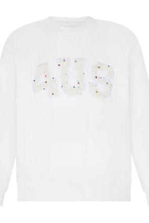 Unisex Loose Round Neck Pullover Sweatshirt with Letter Patch Embroidery - Small Fragrance Style, Perfect for Spring and Autumn Fashion