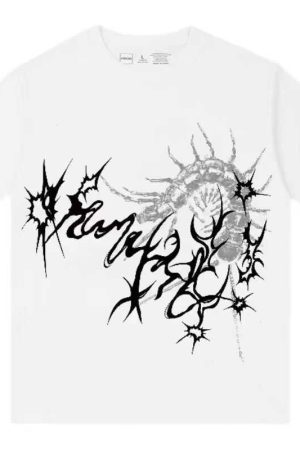 Unisex Oversized Dark Gothic Streetwear T-Shirt - Cotton Round Neck Half Sleeve Black Subculture Fashion