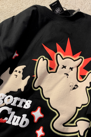 Unisex Plus Size Fun Ghost Cartoon Short Sleeve T-Shirt - Loose Fit Cotton Couples Top for Men & Women