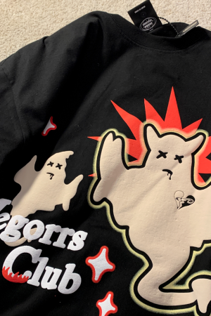 Unisex Plus Size Fun Ghost Cartoon Short Sleeve T-Shirt - Loose Fit Cotton Couples Top for Men & Women