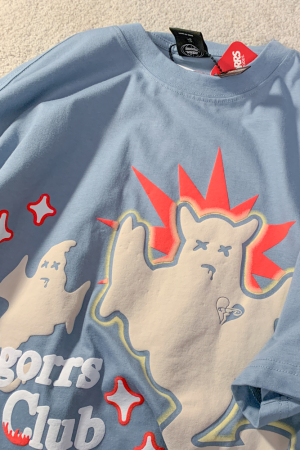 Unisex Plus Size Fun Ghost Cartoon Short Sleeve T-Shirt - Loose Fit Cotton Couples Top for Men & Women