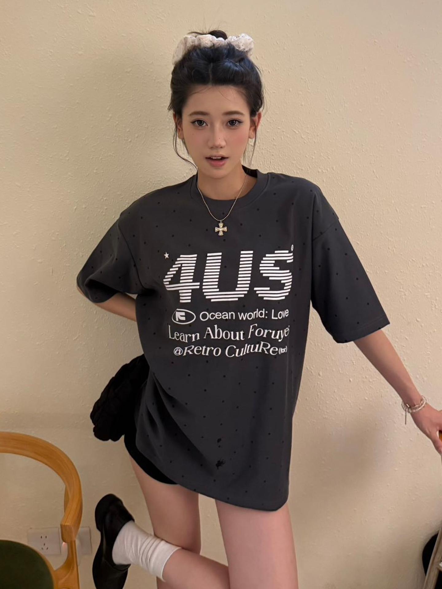 Unisex Polka Dot Print Short Sleeve T-Shirt - Summer National Trend, Loose Fit, Versatile Casual Wear for Couples Unisex Polka Dot Print Short Sleeve T-Shirt - Summer National Trend, Loose Fit, Versatile Casual Wear for Couples