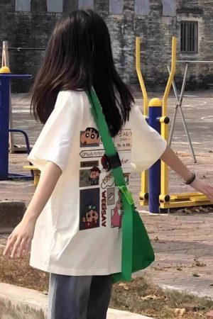 Unisex Pure Cotton American Retro Cartoon Short Sleeve T-Shirt, Plus Size, Loose-Fitting Casual Couple Top, Y2K Style