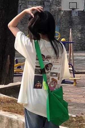 Unisex Pure Cotton American Retro Cartoon Short Sleeve T-Shirt, Plus Size, Loose-Fitting Casual Couple Top, Y2K Style