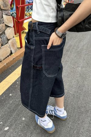 Unisex Retro American Denim 7-Point Wide-Leg Shorts - Trendy Loose Fit Summer Streetwear for a Casual Look
