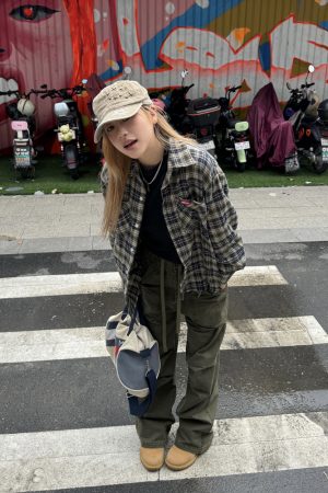 Unisex Retro Color-Block Brushed Plaid Long Sleeve Shirt Jacket - American Style Loose Fit for Summer Couples