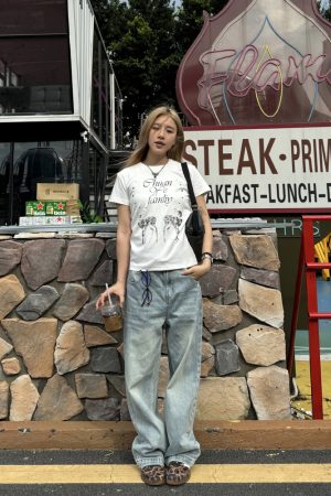 Unisex Retro Washed Distressed Straight Loose Denim Pants - Street Style Wide-Leg Ripped Casual Long Jeans