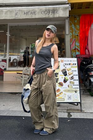 Unisex Straight Tube Quick-Dry Loose Cuffed Cargo Pants, American Street Style, Trendy Oversized Fit for Men and Women