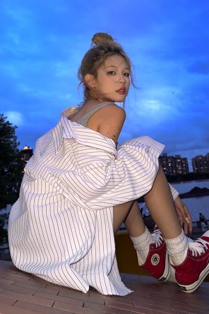 Unisex Striped Sun Protection Shirt with American Letter Print - Casual Loose Fit Summer Jacket