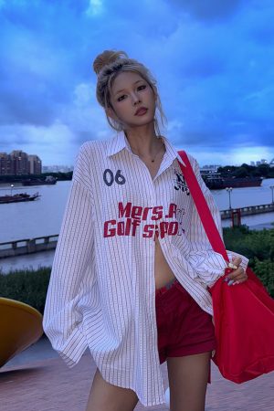 Unisex Striped Sun Protection Shirt with American Letter Print - Casual Loose Fit Summer Jacket