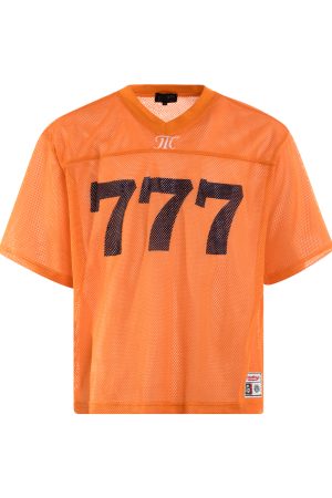 Unisex Summer Loose Fit V-Neck T-Shirt with Digital Number 7 Print - Breathable Mesh Jersey in American Style