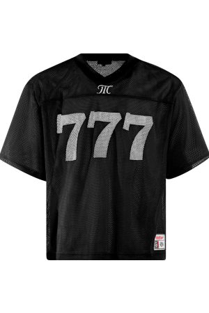 Unisex Summer Loose Fit V-Neck T-Shirt with Digital Number 7 Print - Breathable Mesh Jersey in American Style