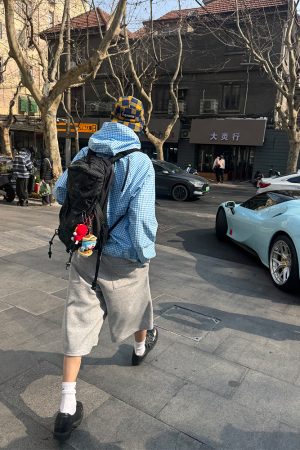 Unisex Wide-Leg Seven-Point Pants with Vintage Star Letter Print - Casual Loose Fit Summer Shorts