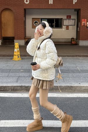 Unisex Winter Thick Cotton Jacket with Leopard Print Splicing and Slogan Embroidery - Trendy National Style Outerwear