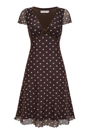 V-Neck Polka Dot Short Sleeve Dress for Women - Slim A-Line Waist-Cinching Sexy Skirt, European American Style, Y2K Fashion