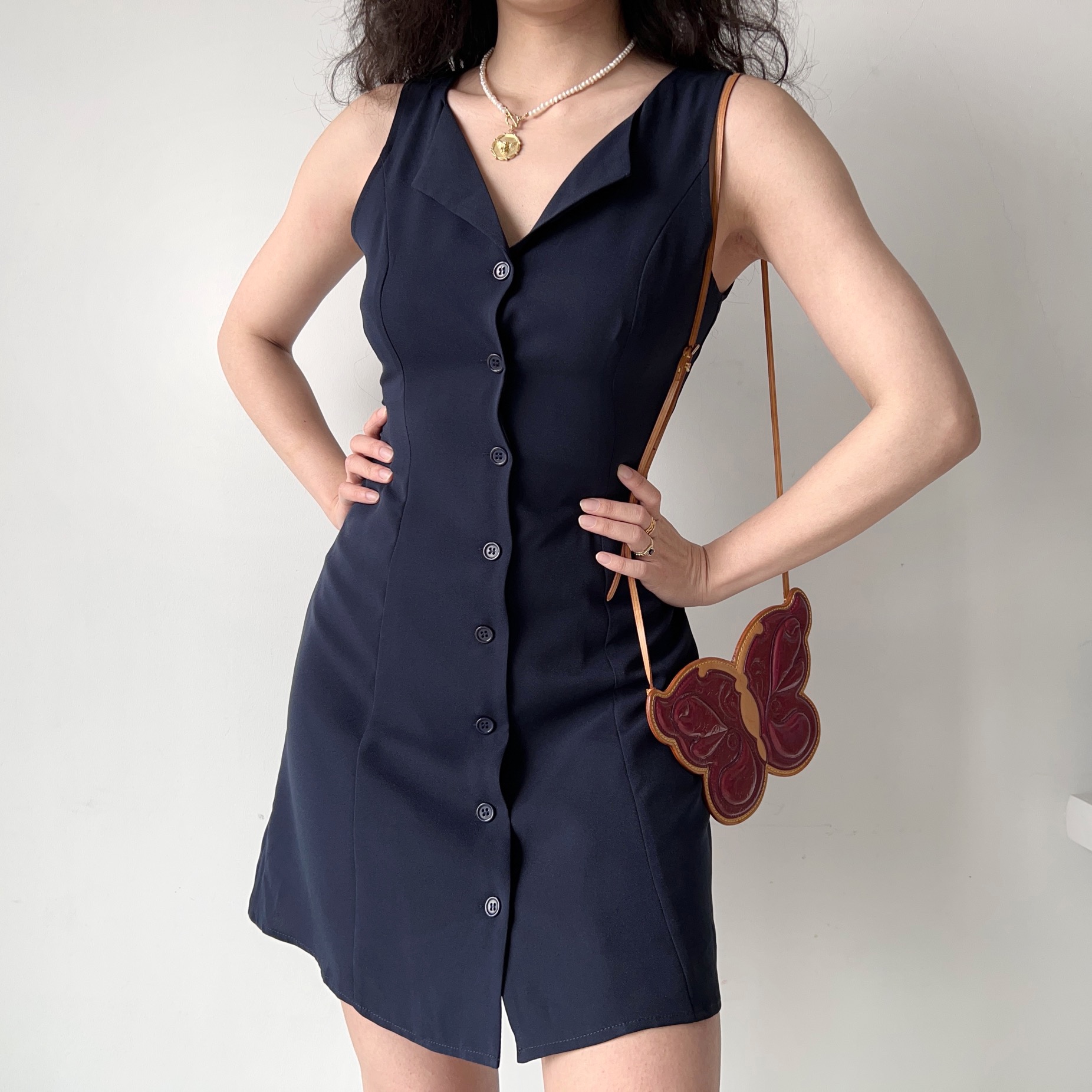 V-Neck Sleeveless Dress for Women - Waist-Cinching Tie-Up A-Line Mini Dress in European American Style, Slimming Design V-Neck Sleeveless Dress for Women - Waist-Cinching Tie-Up A-Line Mini Dress in European American Style, Slimming Design