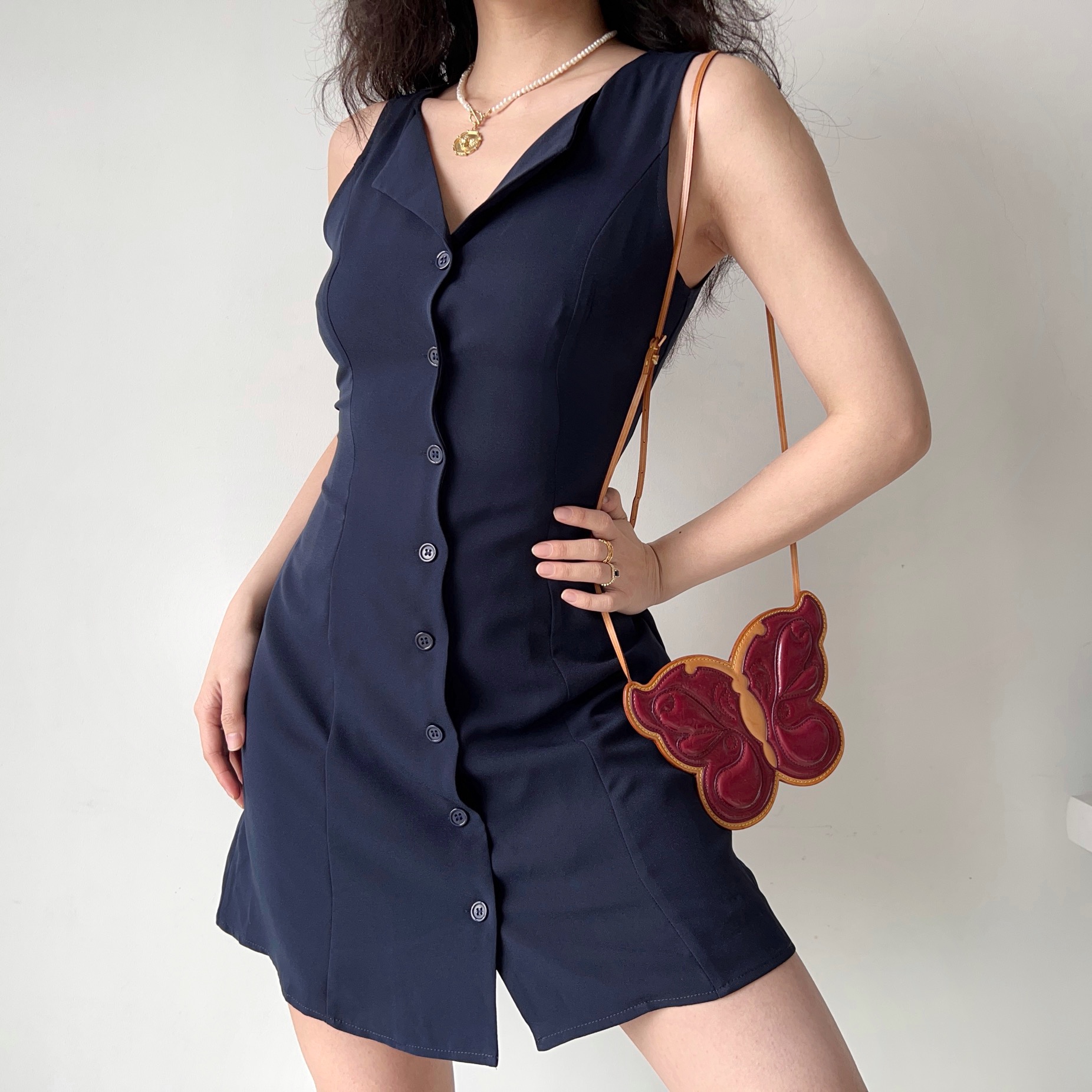 V-Neck Sleeveless Dress for Women - Waist-Cinching Tie-Up A-Line Mini Dress in European American Style, Slimming Design V-Neck Sleeveless Dress for Women - Waist-Cinching Tie-Up A-Line Mini Dress in European American Style, Slimming Design