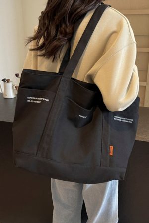 Versatile Canvas Tote Bag for Women - 2025 Spring/Summer Large Capacity Shoulder Bag for Students and Commuters