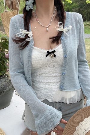 Versatile Heavy-Duty Bell Sleeve Lace Fairy Knitted Cardigan - Sun Protection Air Conditioning Shirt for Stylish Layering