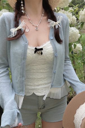 Versatile Heavy-Duty Bell Sleeve Lace Fairy Knitted Cardigan - Sun Protection Air Conditioning Shirt for Stylish Layering