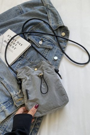 Versatile Nylon Canvas Mini Crossbody Bag - Casual Vertical Phone Bag & Headphone Holder - Trendy Minimalist Shoulder Bag