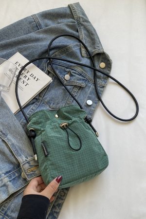 Versatile Nylon Canvas Mini Crossbody Bag - Casual Vertical Phone Bag & Headphone Holder - Trendy Minimalist Shoulder Bag