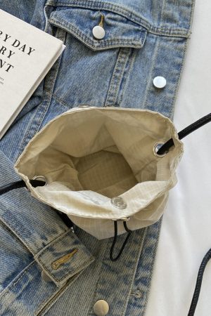 Versatile Nylon Canvas Mini Crossbody Bag - Casual Vertical Phone Bag & Headphone Holder - Trendy Minimalist Shoulder Bag
