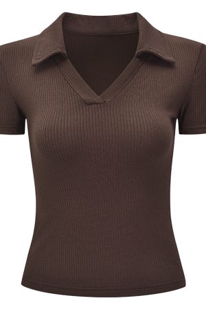 Versatile V-Neck Short Sleeve T-Shirt for Women - Slim Fit, Flattering Design, European American Style, Casual Wardrobe Essential