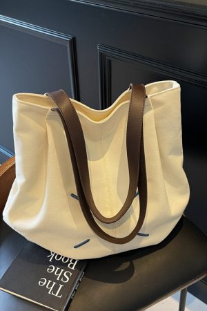 Versatile Women's Canvas Tote Bag - Large Capacity Casual Shoulder Bag for Commuting & Everyday Use