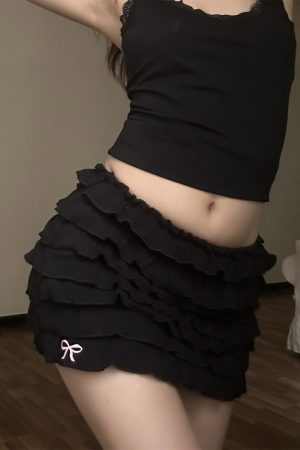 Vintage American Ballet Style Ruffled Puffed Cake Skirt Pants for Women - Cute Girl Aesthetic, Y2K Fashion, Retro Charm