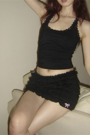 Vintage American Ballet Style Ruffled Puffed Cake Skirt Pants for Women - Cute Girl Aesthetic, Y2K Fashion, Retro Charm