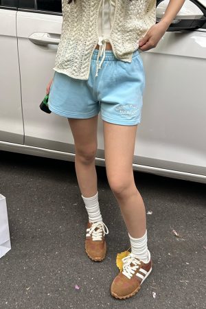 Vintage American Campus Style Casual Shorts with Embroidery - Women's Slim Fit Trendy INS Shorts