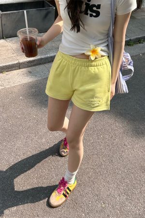 Vintage American Campus Style Casual Shorts with Embroidery - Women's Slim Fit Trendy INS Shorts